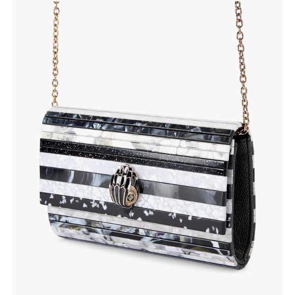 Kurt Geiger Handbags - Kurt Geiger Black and White Striped Chevron Acrylic Crossbody Bag